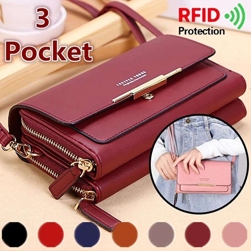 Metal Decor Crossbody Wallet Coin Purse Card Slots
