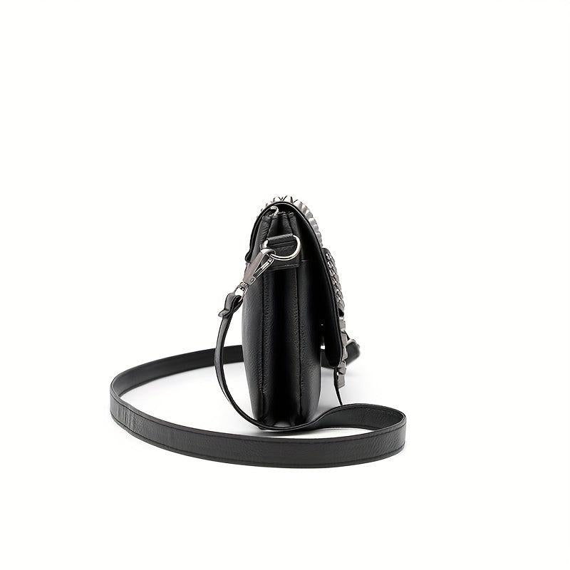 Gothic Chain Crossbody Bag Skull Studded Decor Handbags