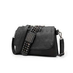 Gothic Chain Crossbody Bag Skull Studded Decor Handbags