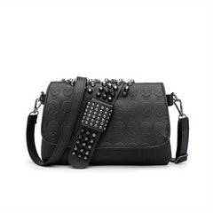 Gothic Chain Crossbody Bag Skull Studded Decor Handbags