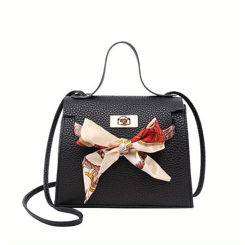 Lychee Pattern Scarf Crossbody Bag PU Leather Textured Purse