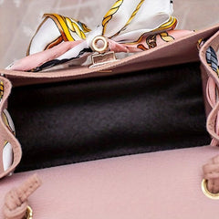 Lychee Pattern Scarf Crossbody Bag PU Leather Textured Purse