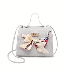 Lychee Pattern Scarf Crossbody Bag PU Leather Textured Purse