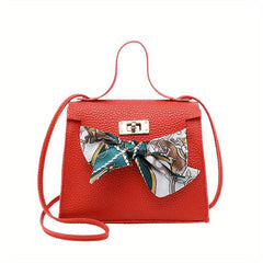Lychee Pattern Scarf Crossbody Bag PU Leather Textured Purse