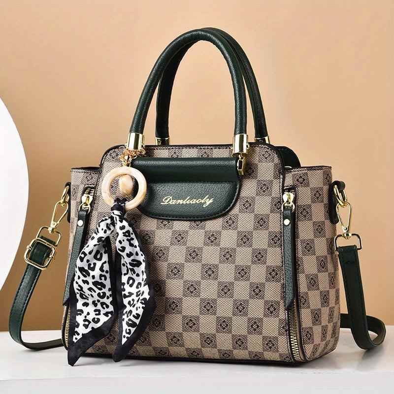 Vintage Pattern Satchel Bag All Match Crossbody Bag With Scarf Women's Bag