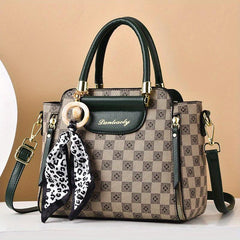 Vintage Pattern Satchel Bag All Match Crossbody Bag With Scarf Women's Bag