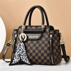 Vintage Pattern Satchel Bag All Match Crossbody Bag With Scarf Women's Bag