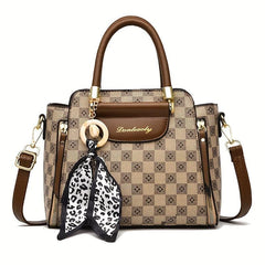 Vintage Pattern Satchel Bag All Match Crossbody Bag With Scarf Women's Bag