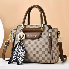 Vintage Pattern Satchel Bag All Match Crossbody Bag With Scarf Women's Bag