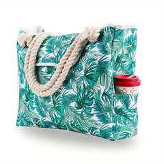 Summer Beach Canvas Tote Bag Floral Large Capacity Shoulder Bag Women's Handbag