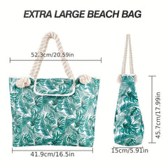 Summer Beach Canvas Tote Bag Floral Large Capacity Shoulder Bag Women's Handbag
