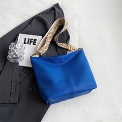 Wide Strap Crossbody Bag PU Leather Classic Shoulder Bag