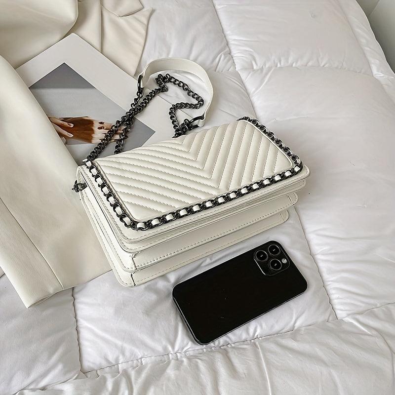 Flap Shoulder Bag Square Crossbody Quilted Satchel Bag