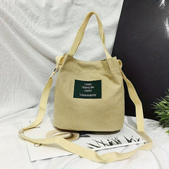 Canvas Crossbody Bag with Letter Patch Decoration