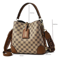 Plaid Pattern Bucket Bag PU Crossbody Handbag