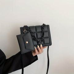 Quilted Chain Crossbody Bag with Wallet