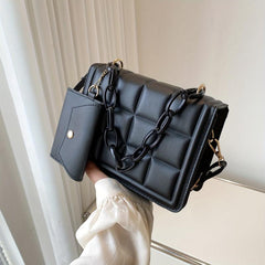 Quilted Chain Crossbody Bag with Wallet