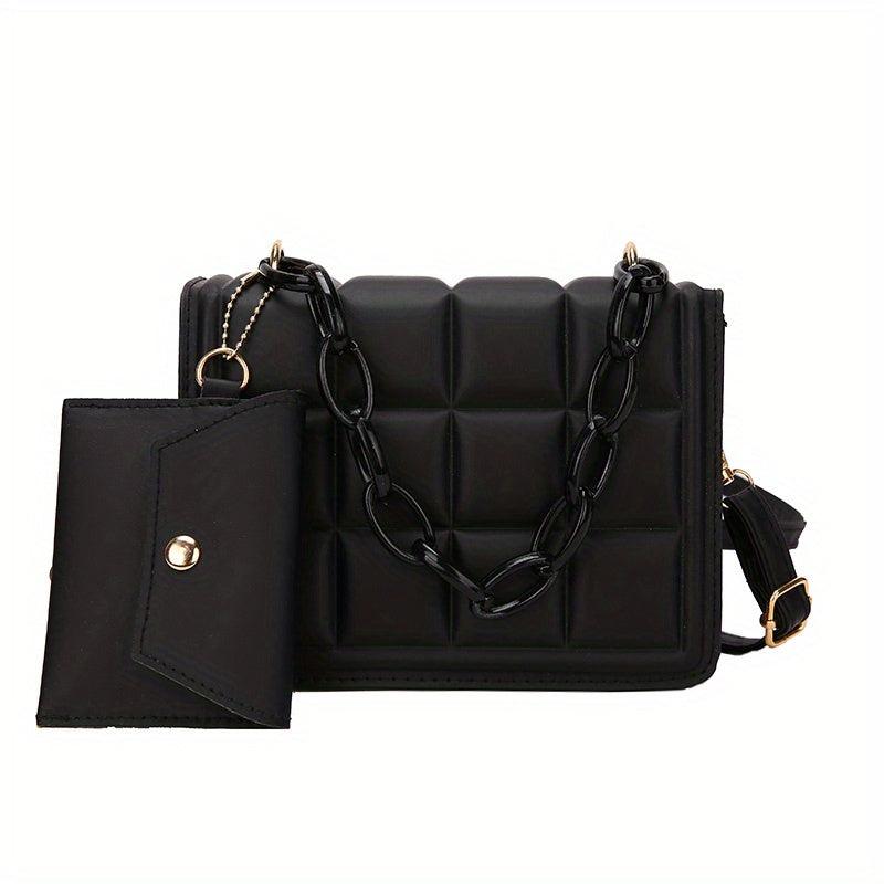 Quilted Chain Crossbody Bag with Wallet