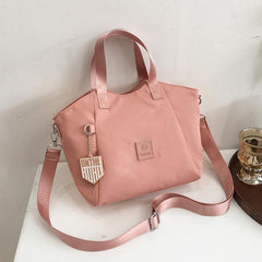Letter Patch Decor Satchel Bag Canvas Hand Purse Crossbody Bag