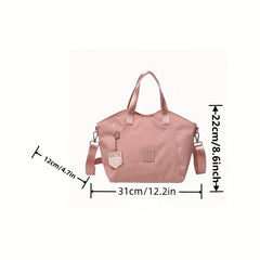 Letter Patch Decor Satchel Bag Canvas Hand Purse Crossbody Bag