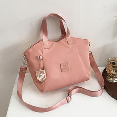 Letter Patch Decor Satchel Bag Canvas Hand Purse Crossbody Bag