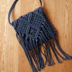 Boho Straw Bag Tassel Beach Crossbody Fringed Knitted Bag