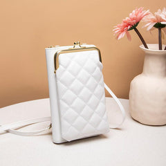 Argyle Embossed Clip Phone Bag Women's Mini Crossbody Bag