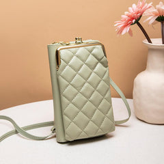 Argyle Embossed Clip Phone Bag Women's Mini Crossbody Bag