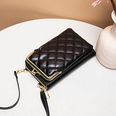 Argyle Embossed Clip Phone Bag Women's Mini Crossbody Bag