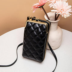 Argyle Embossed Clip Phone Bag Women's Mini Crossbody Bag