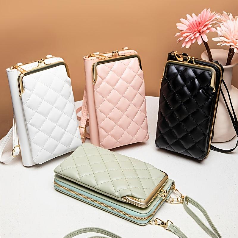 Argyle Embossed Clip Phone Bag Women's Mini Crossbody Bag