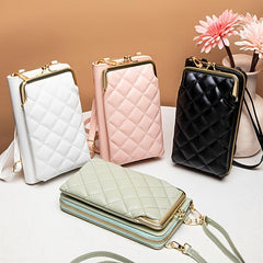Argyle Embossed Clip Phone Bag Women's Mini Crossbody Bag