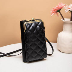 Argyle Embossed Clip Phone Bag Women's Mini Crossbody Bag