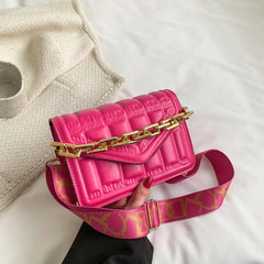 Geometric Embossed Square Shoulder Bag Flap Crossbody Bag