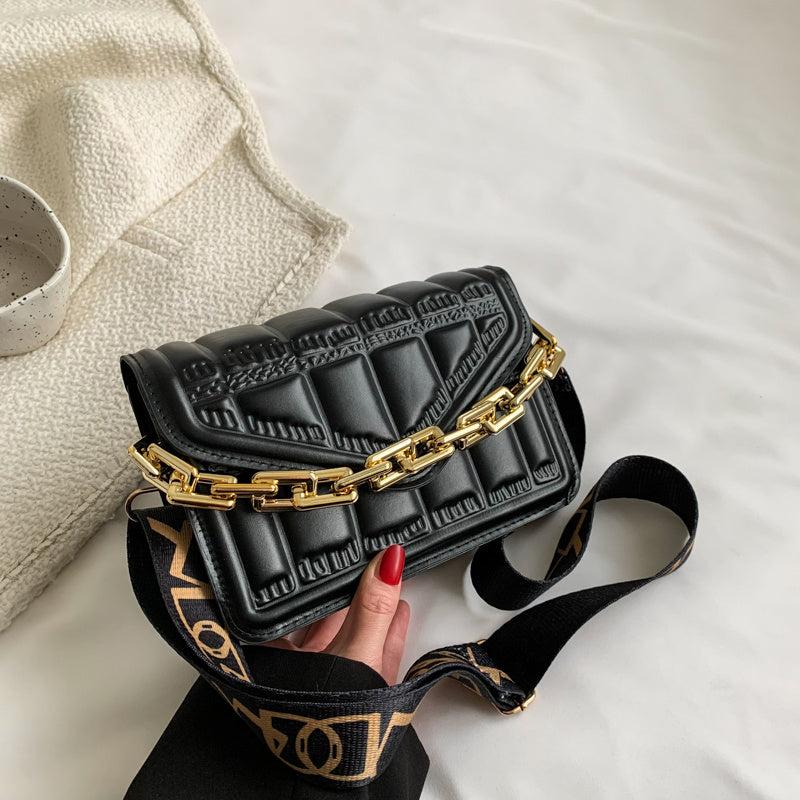 Geometric Embossed Square Shoulder Bag Flap Crossbody Bag