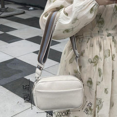 Minimalist Square Shoulder Bag Crossbody Purse Zipper Wide Strap