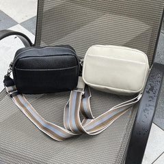 Minimalist Square Shoulder Bag Crossbody Purse Zipper Wide Strap