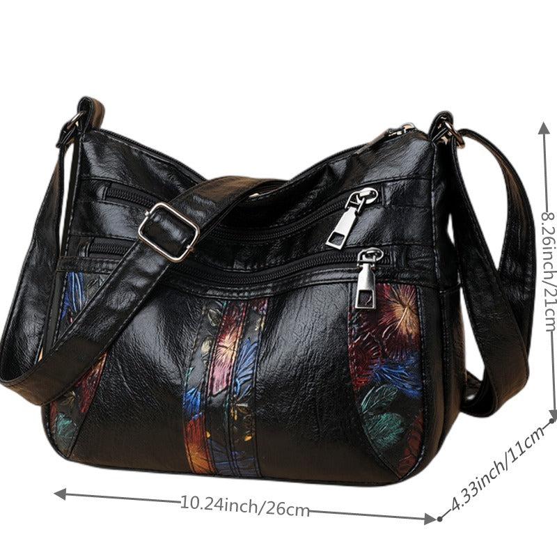 Floral Pattern Crossbody Bag for Women with Zipper Closure