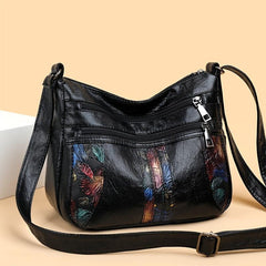 Floral Pattern Crossbody Bag for Women with Zipper Closure