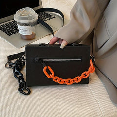Minimalist Box Bag Chain Crossbody Bag Mini Hard Shell Square Purse