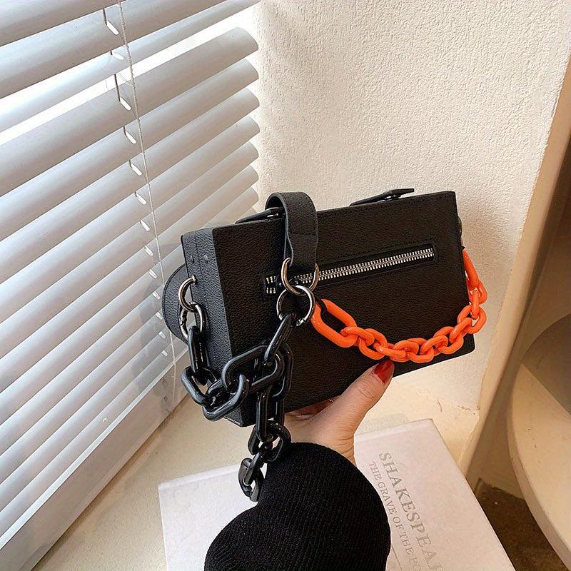 Minimalist Box Bag Chain Crossbody Bag Mini Hard Shell Square Purse