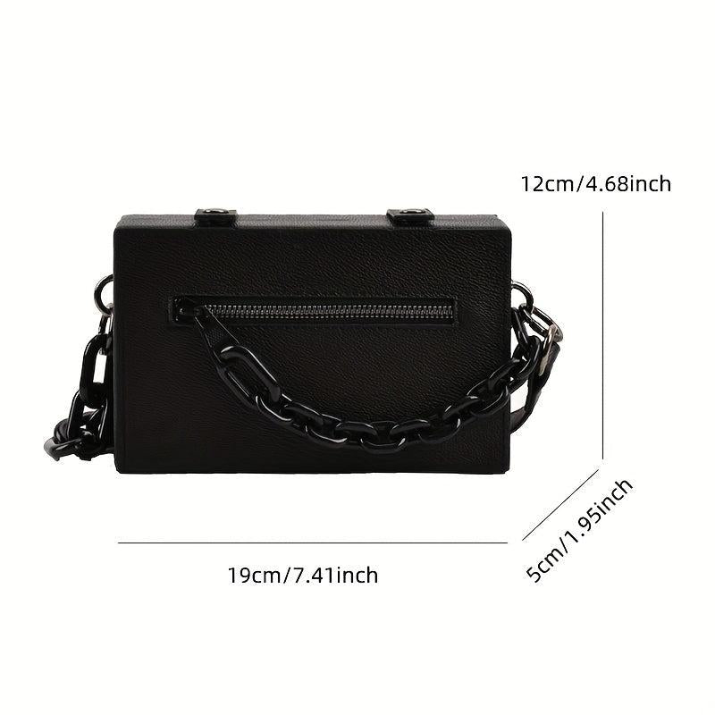 Minimalist Box Bag Chain Crossbody Bag Mini Hard Shell Square Purse