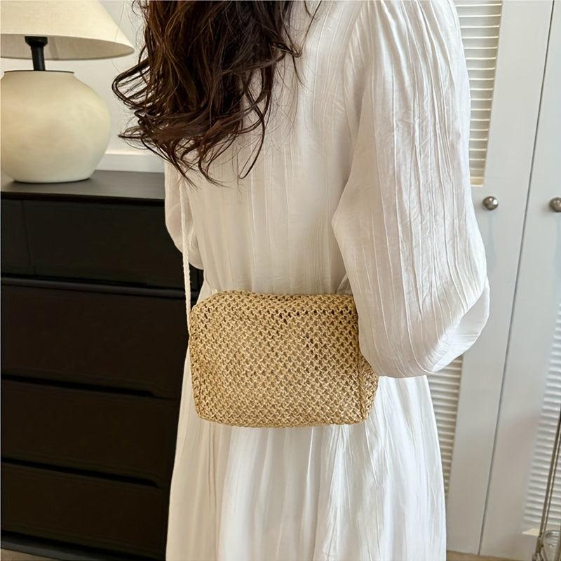 Straw Woven Crossbody Bag Rattan Handbag & Purse