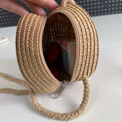 Straw Woven Beach Bag Boho Style Crossbody Purse