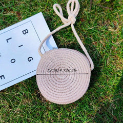 Straw Woven Beach Bag Boho Style Crossbody Purse