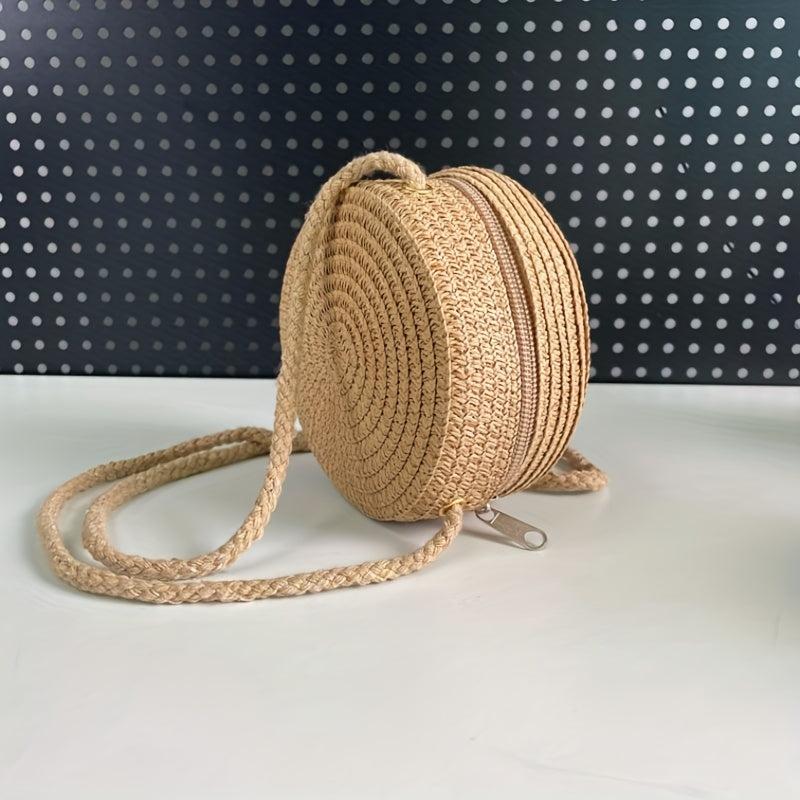 Straw Woven Beach Bag Boho Style Crossbody Purse