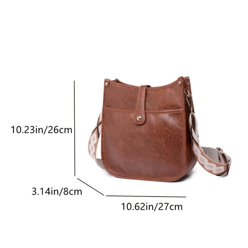 Ethnic Style Crossbody Bag with Buckle Decor and Faux Leather Shoulder Strap