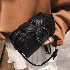 Gothic Chain Crossbody Bag Vintage Square Purse Shoulder Bag