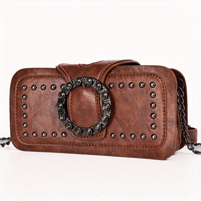 Gothic Chain Crossbody Bag Vintage Square Purse Shoulder Bag