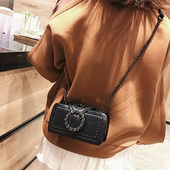 Gothic Chain Crossbody Bag Vintage Square Purse Shoulder Bag